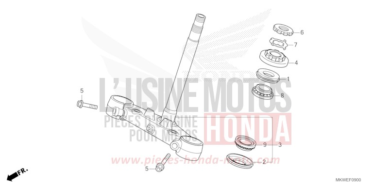TIGE DE DIRECTION de NC750X "Méca" MAT PEARL GLARE WHITE (NHB54) 2025